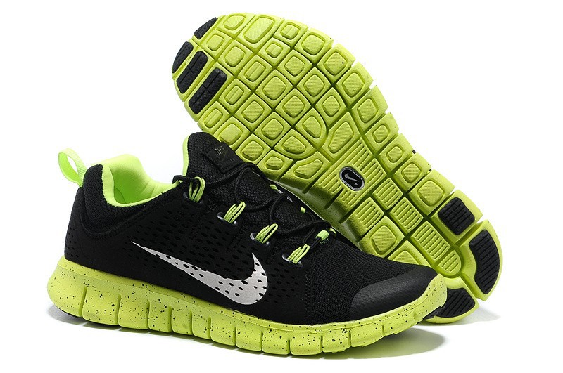 Hot Nike Free3.0 Women Shoes Black/White/Greenyellow